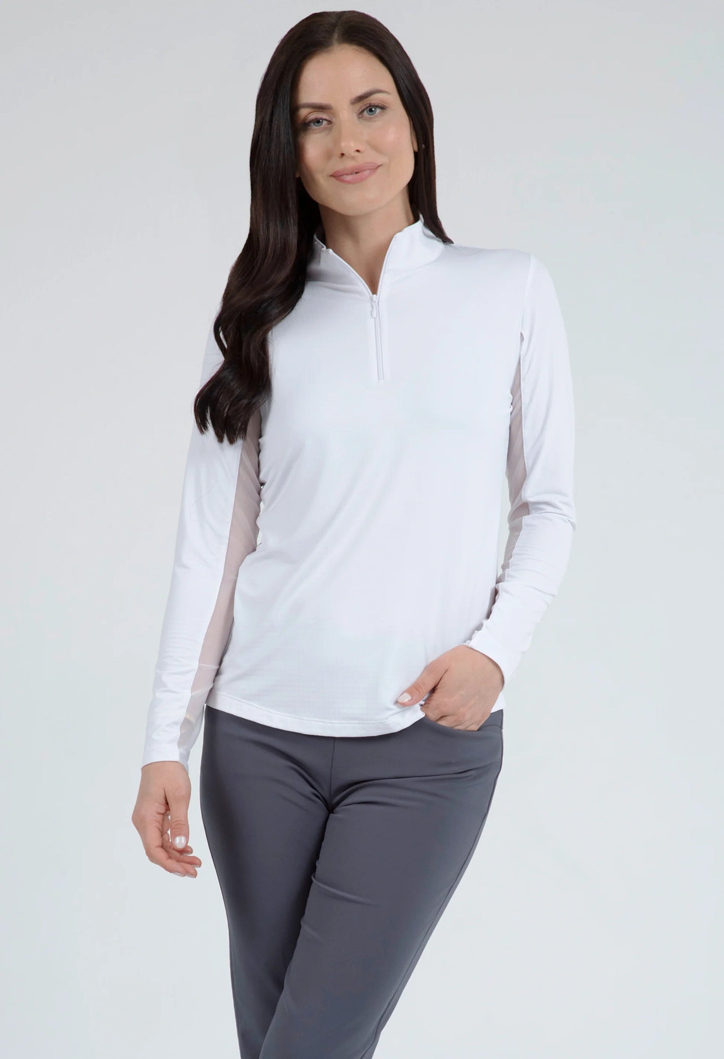 IBKUL Solid Long Sleeve Mock Neck Top - 80000