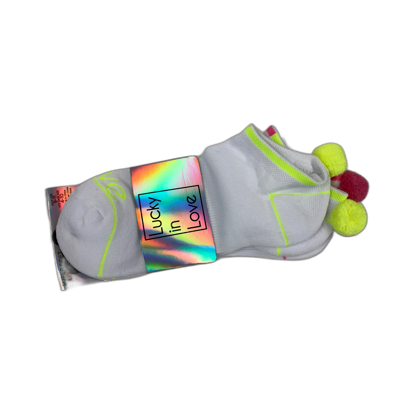 Lucky Pom Pom Low Cut Socks CS03-955 Multi Bright