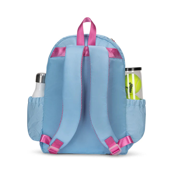 Ame & Lulu Little Patches Tennis Backpack — Light Blue & Pink