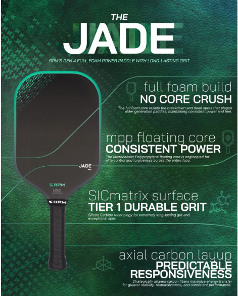 RPM Jade Elongated 16mm Pickleball Paddle