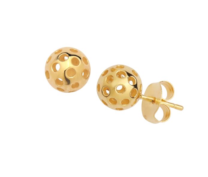 Sterling Reputation Silver Pickleball 7mm Ball Stud Gold-Plated