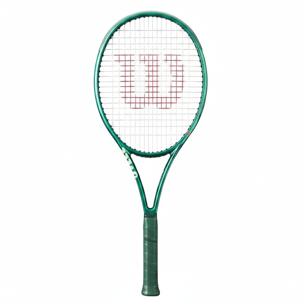 Wilson Blade 98 16x19 v10 tennis racquet – frontal flat laid view on a white background