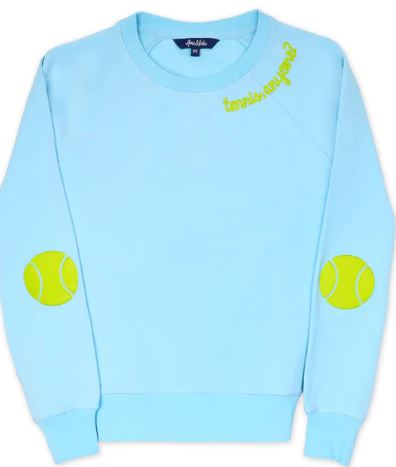 Ame & Lulu Light Blue Tennis Patches Women's Love All Sweatshirt