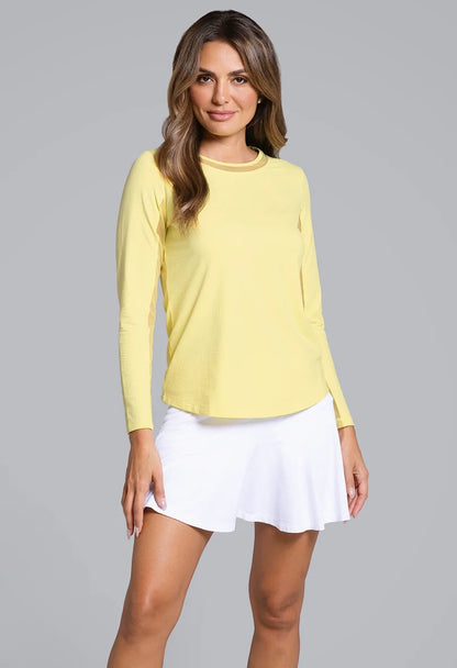 IBKUL Women's Long Sleeve Crew Neck Top with Mesh #83000 – UPF 50+ Icefil® Athletic Shirt
