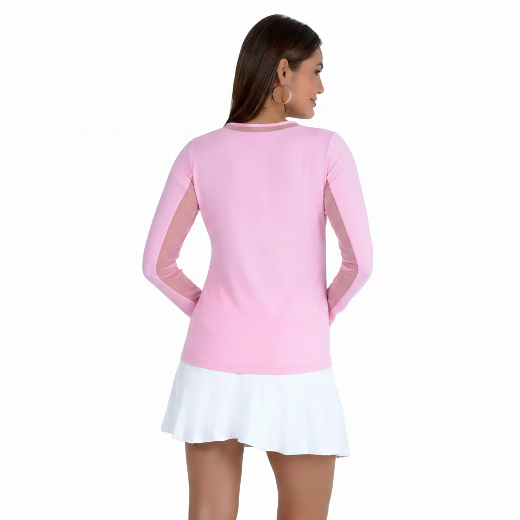 IBKUL Women's Long Sleeve Crew Neck Top with Mesh #83000 – UPF 50+ Icefil® Athletic Shirt