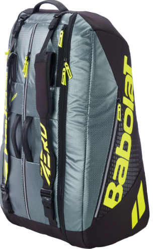Babolat Pure Aero RH 12 Pack Tennis Racquet Bag  Metallic Grey/Black/Fluo Yellow