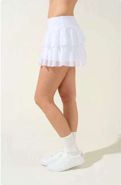 Bobbe Active Layer Cake Tennis & Pickleball Skirt - White
