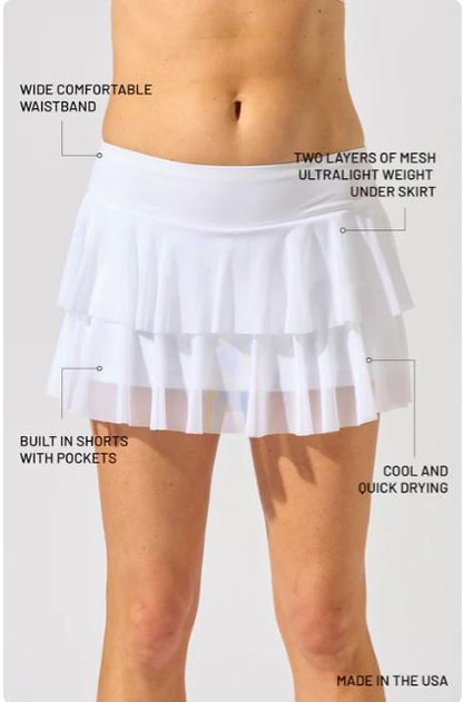 Bobbe Active Layer Cake Tennis & Pickleball Skirt - White