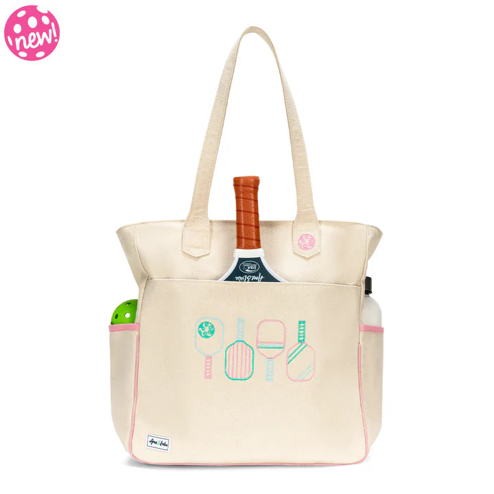 Ame & Lulu Cross Court Pickleball Tote — Natural & Light Pink