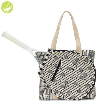 Ame & Lulu Navy Racquet Stripes Court Classic Tennis Tote