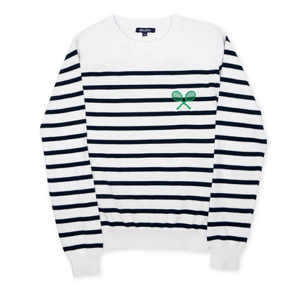 Ame & Lulu Women's Club Sport Sweater - Navy Rally Stripes