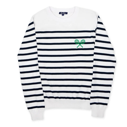 Ame & Lulu Women's Club Sport Sweater - Navy Rally Stripes