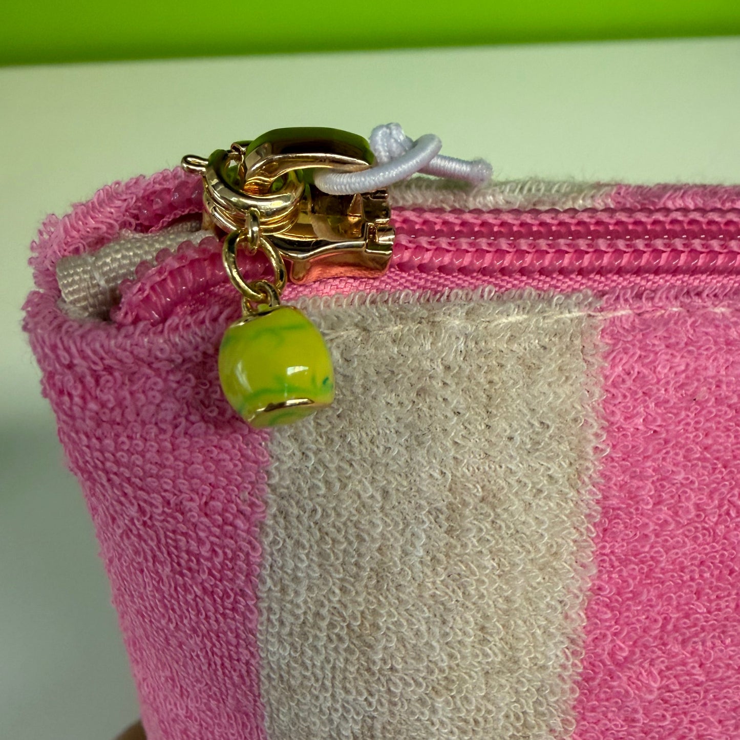 Fuzy Love Terry Cloth Pouch With Heart Pink/Cream