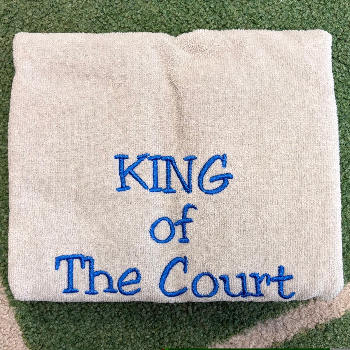 King of The Court embroidered grey towel