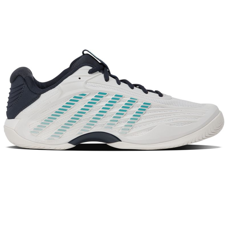 K-Swiss Men's Hypercourt Express 3 Blanc de Blanc/Carbon/Baltic Tennis Shoe