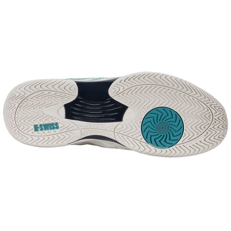 K-Swiss Men's Hypercourt Express 3 Blanc de Blanc/Carbon/Baltic Tennis Shoe