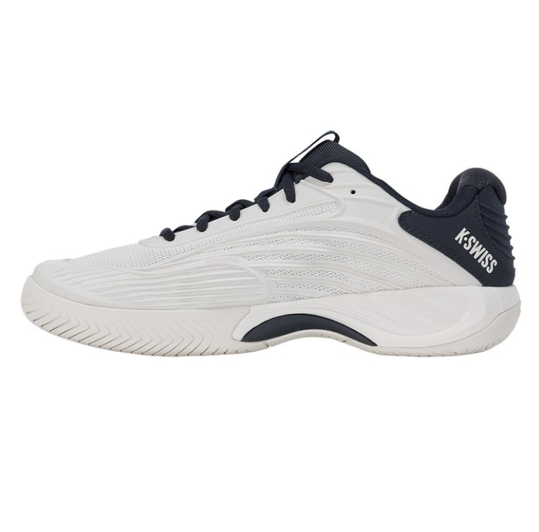 K-Swiss Men's Hypercourt Express 3 Blanc de Blanc/Carbon/Baltic Tennis Shoe