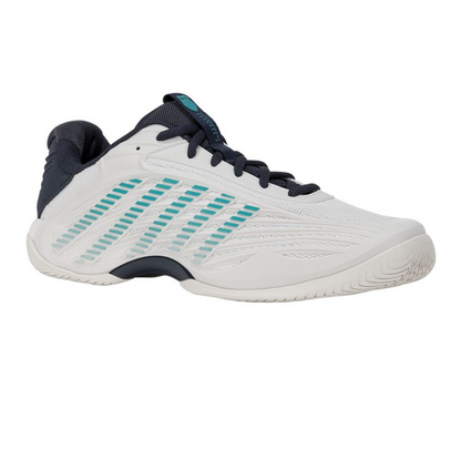 K-Swiss Men's Hypercourt Express 3 Blanc de Blanc/Carbon/Baltic Tennis Shoe
