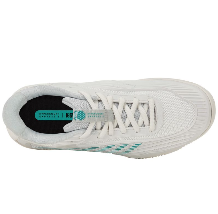 K-Swiss Women's Hypercourt Express 3 Clay Blanc de Blanc/Glacier Grey/Baltic