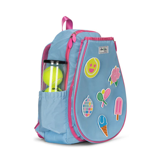 Ame & Lulu Little Patches Tennis Backpack — Light Blue & Pink