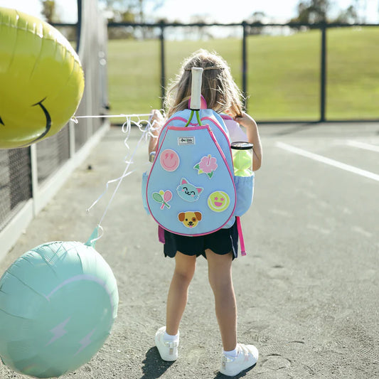 Ame & Lulu Little Patches Tennis Backpack — Light Blue & Pink