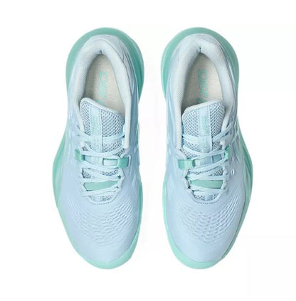 Asics Women's Resolution X Light Blue/Oasis Green Tennis Shoe
