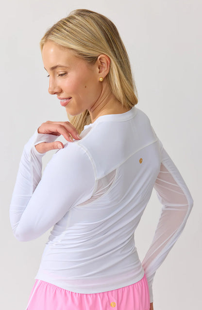 Bobbe women's Sideline Long Sleeve shown in White for style reference; sold in Seagrass
