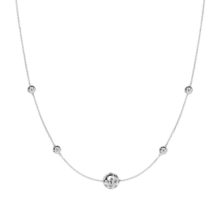 Sterling Reputation Silver Five Pickleball Necklace 16"+3"ext All Rhodium