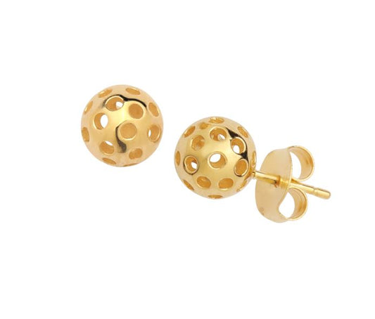 Sterling Reputation Silver Pickleball 7mm Ball Stud Gold-Plated
