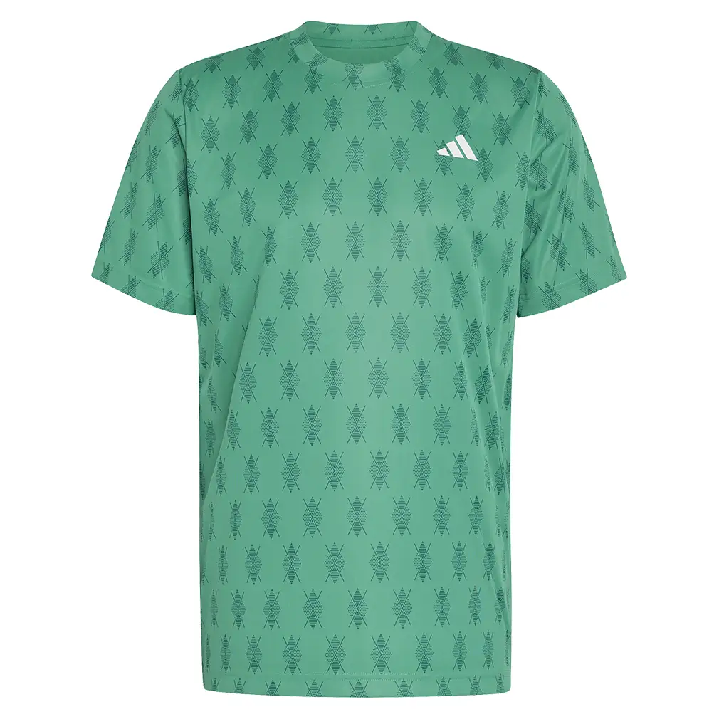 adidas men's Club Graphic Tennis Tee in Semi Court Green, front view
