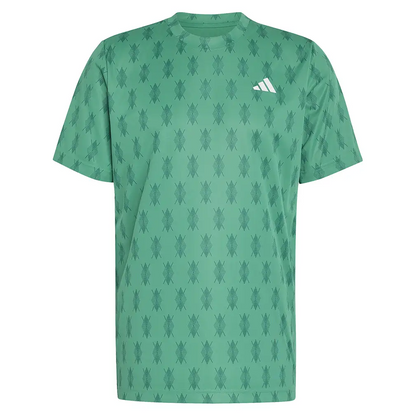 adidas men's Club Graphic Tennis Tee in Semi Court Green, front view