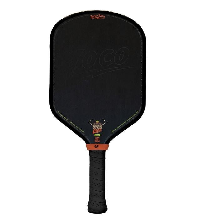 Bread & Butter Loco 16mm Hybrid all black pickleball paddle – carbon fiber face, USAP approved on white background