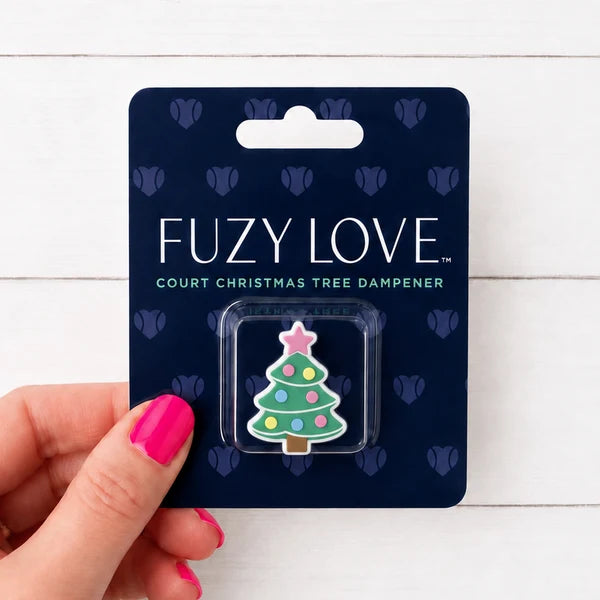 Fuzy Love Court Christmas Tree tennis dampener in packaging