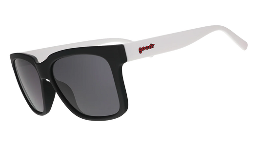 Goodr Tidal G Zero Chill in Antarctica sunglasses with black and white floating frames and black non-reflective lenses