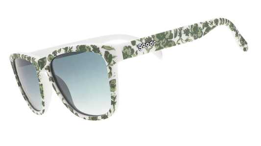 Goodr OG Fancy a Finger Sandwich limited-edition sunglasses with green toile pattern