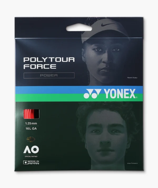 Yonex PolyTour Force 1.25 mm 16L red tennis string package