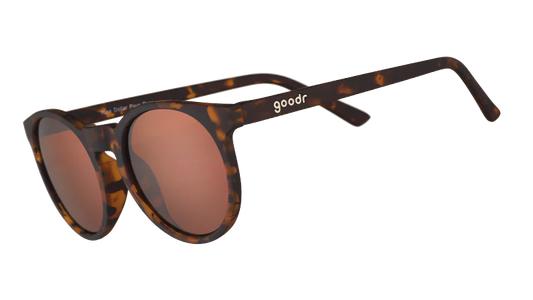 Goodr Circle G Nine Dollar Pour Over round tortoiseshell sunglasses with polarized lenses