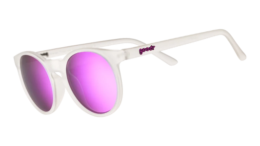 Goodr Circle G Strange Things are Afoot at the Circle G round sunglasses with purple reflective lenses