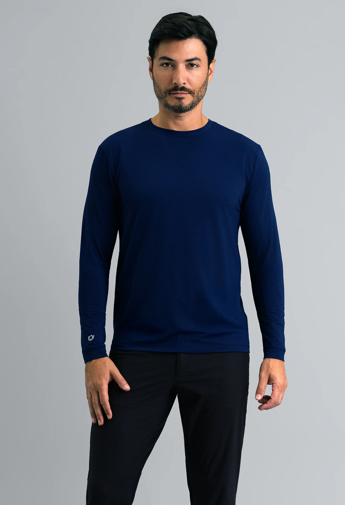 IBKUL Men's Long Sleeve Crewneck T-Shirt in a modern fit