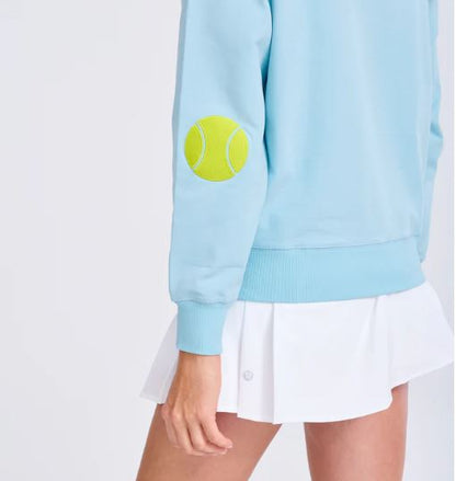 Ame & Lulu Light Blue Tennis Patches Women's Love All Sweatshirt