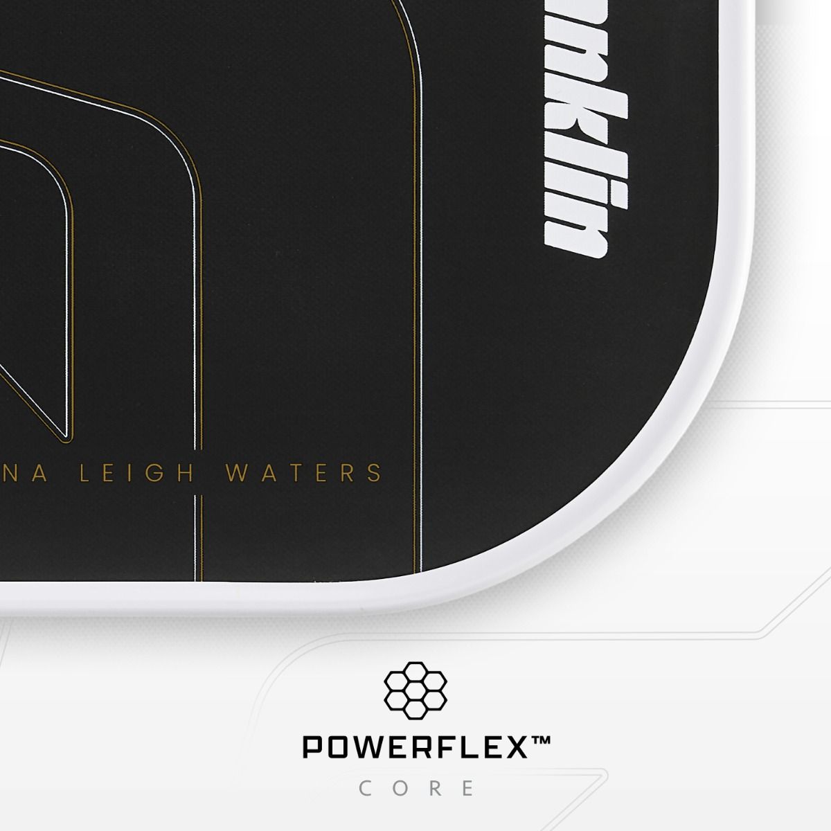 Franklin C45 Aurelius ALW pickleball paddle – close up of top corner highlighting its power flex core