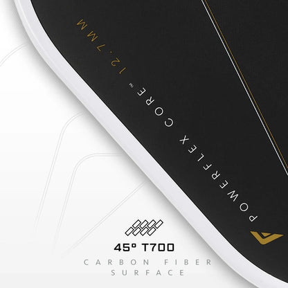 Franklin C45 Aurelius ALW pickleball paddle – close up of the side edge guard and carbon fiber 45 T700 surface