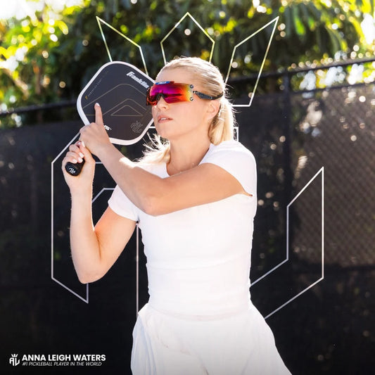 Franklin C45 Aurelius ALW 16mm pickleball paddle – Anna Leigh Waters signature paddle mid-swing action