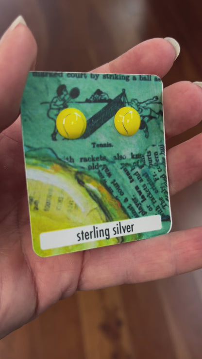 Yellow Enameled Tennis Earrings with sterling silver posts