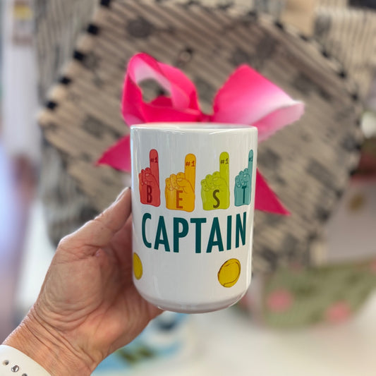 Best Tennis Captain Mug with colorful #1 foam finger design and tennis balls, ceramic coffee cup gift for tennis or pickleball team captain